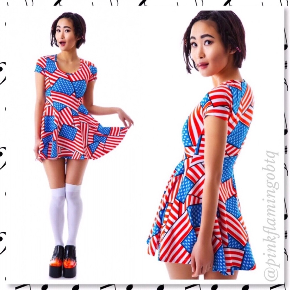 Joyrich Patriotic Rich Land Flag Skater Dress American 4th of July